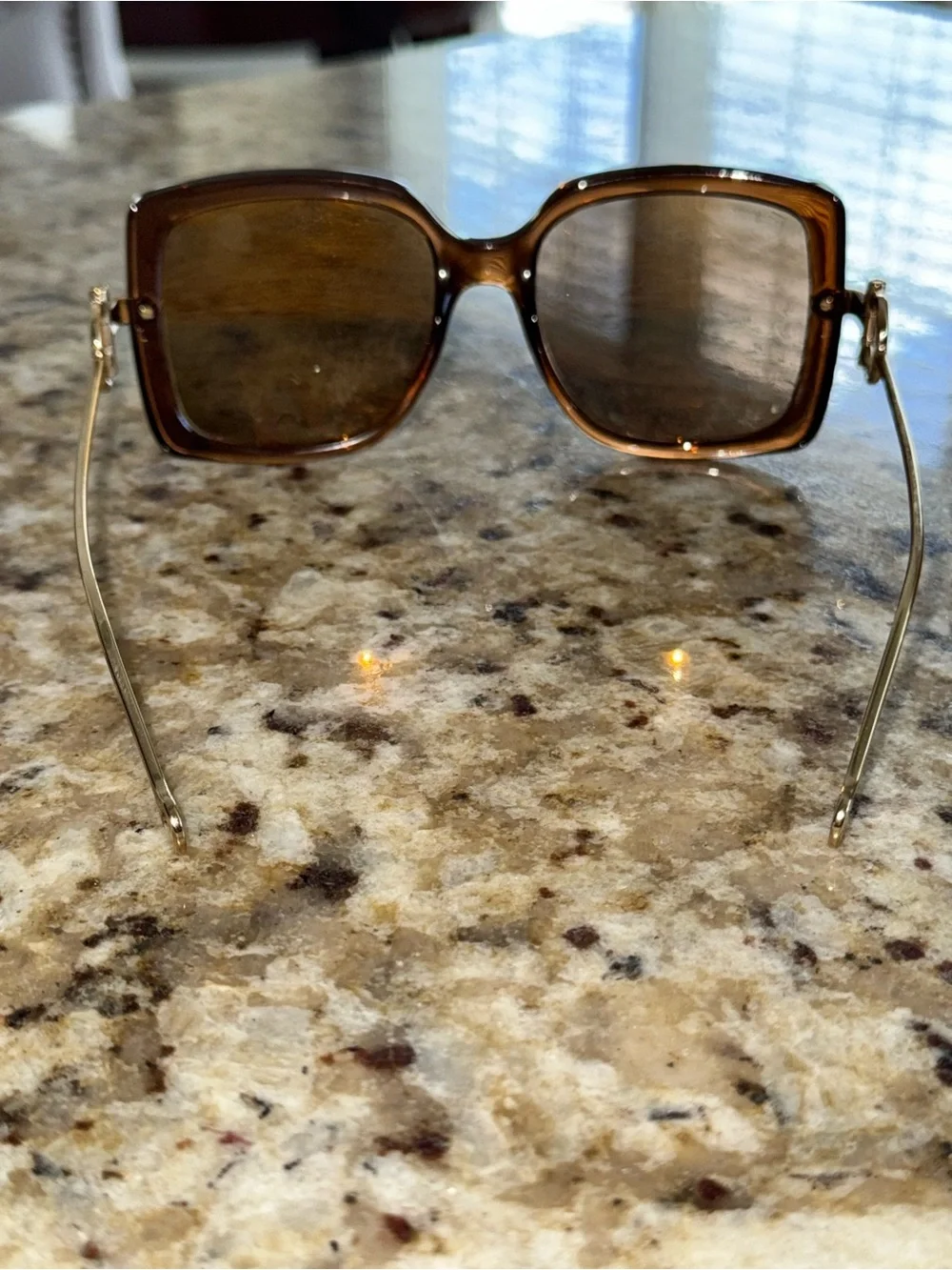 New Salvatore Ferragamo Square Signature Designer Sunglasses Brown Gold 2506-32